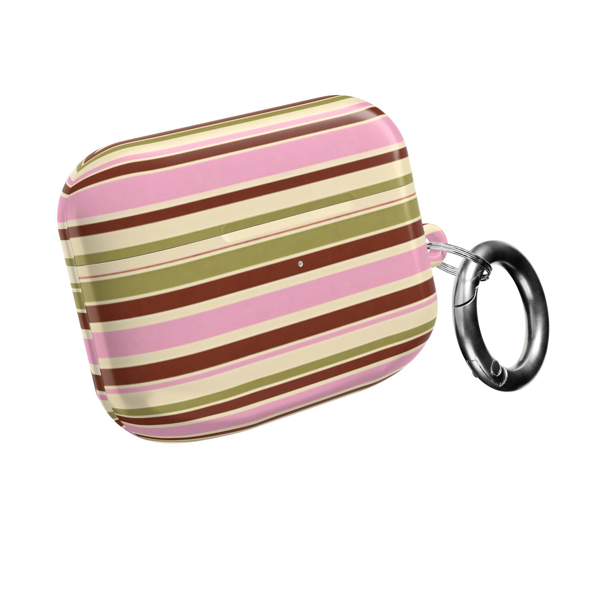 Pink and Olive Striped AirPods Case