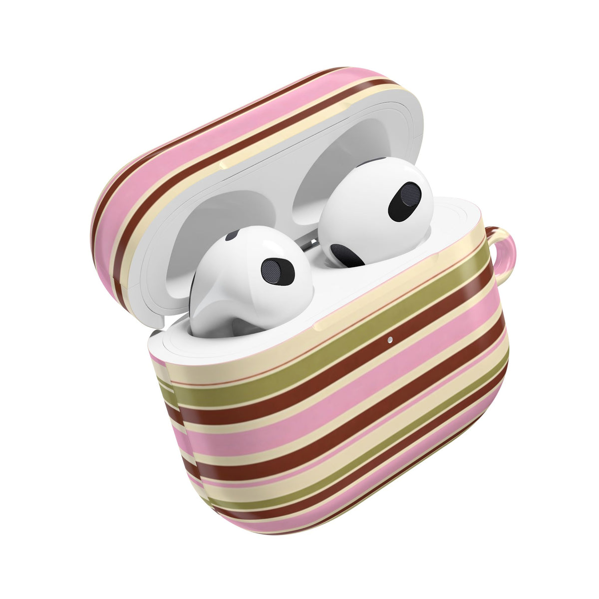 Pink and Olive Striped AirPods Case