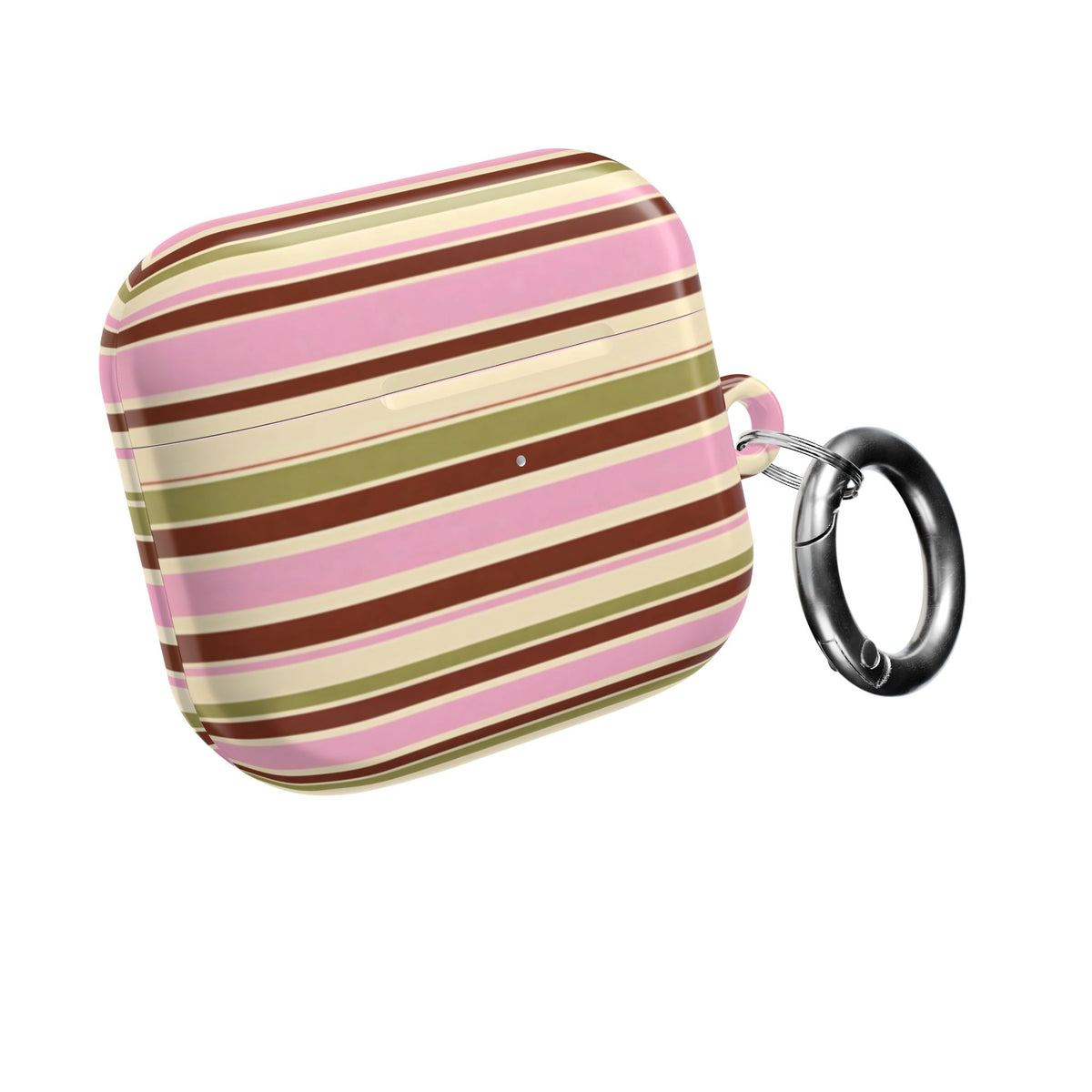Pink and Olive Striped AirPods Case