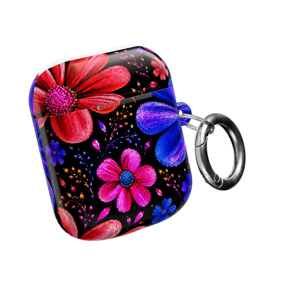 Vibrant Floral AirPod Case – Colorful Pink & Blue Flower Design