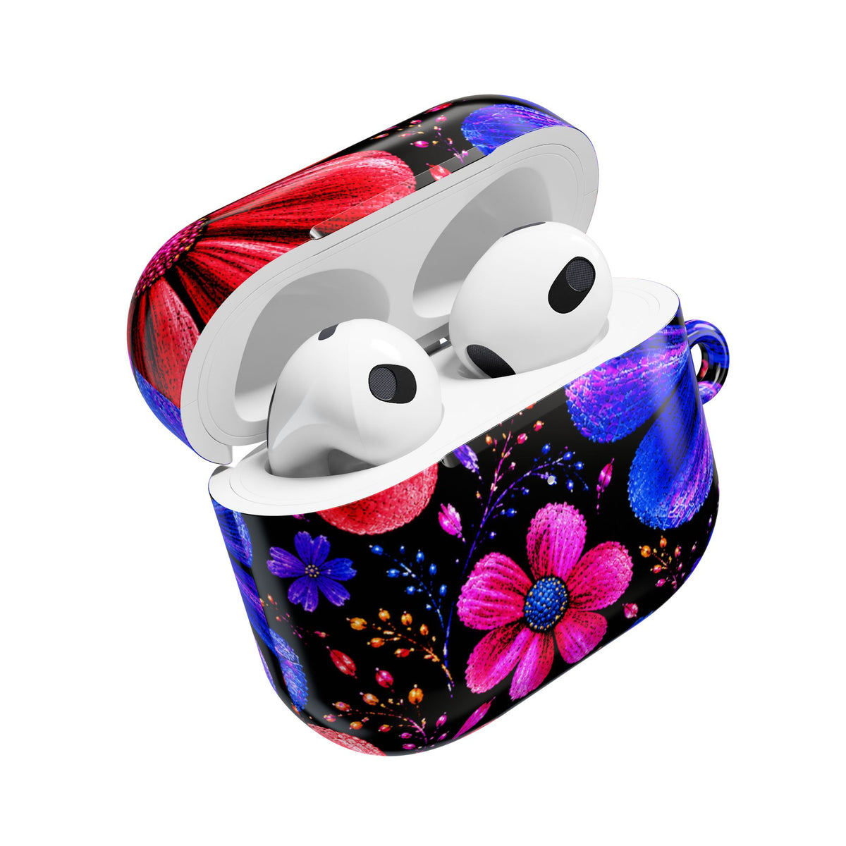 Vibrant Floral AirPod Case – Colorful Pink & Blue Flower Design