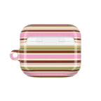 Pink and Olive Striped AirPods Case