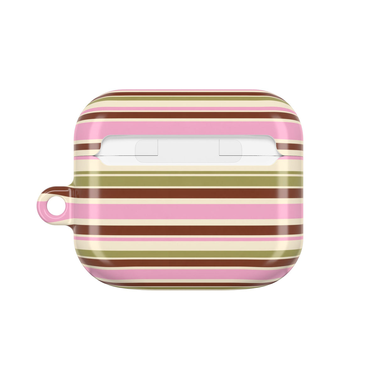 Pink and Olive Striped AirPods Case