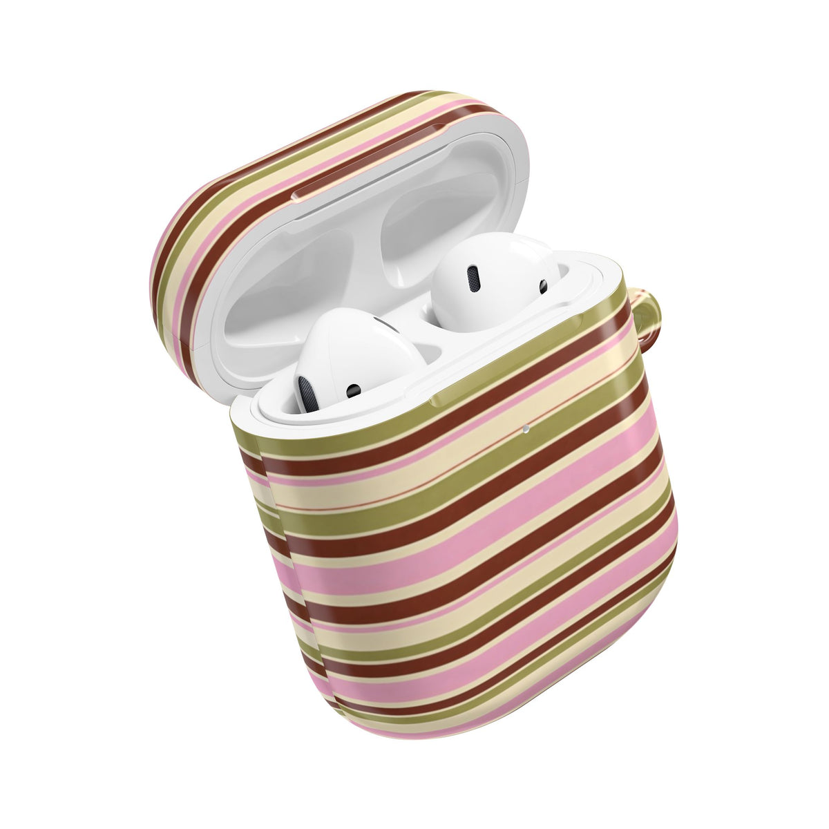 Pink and Olive Striped AirPods Case